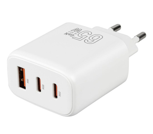 Сетевое зарядное устройство WIWU Ark GaN Fast Charger 65W USB/2хType-C (Wi-U024) (белый)