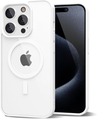 Чехол-накладка Mosbros Mag Comfortable для Apple iPhone 16 Pro Max пластиковый прозрачный (белая рамка)