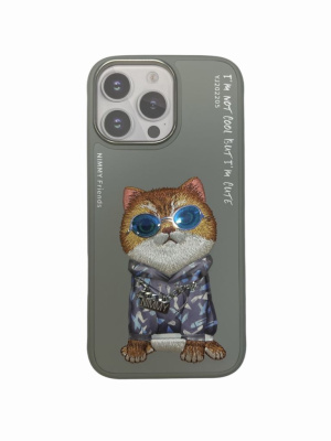 Чехол-накладка Nimmy Friends Little Hipster Man для Apple iPhone 16 Pro полиуретан (серый)