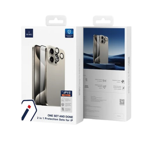 Защитное стекло для экрана и объектива камеры Wiwu (WI-IP002) для Apple iPhone 16 Pro антибликовое (черная рамка)