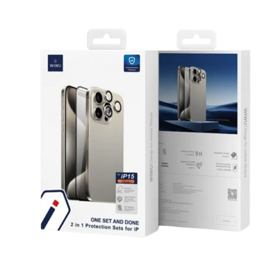 Защитное стекло для экрана и объектива камеры Wiwu (WI-IP002) для Apple iPhone 16 Pro антибликовое (черная рамка)