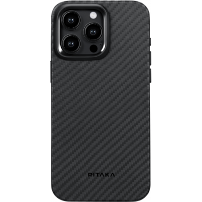 Чехол PITAKA MagEZ Case Pro 4 для iPhone 15 Pro карбоновый кевлар (арамид) черно-серый в полоску