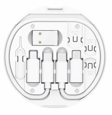 Универсальный кабель WIWU S02 с комплектом переходников 6 в 1 PD 60W (белый)