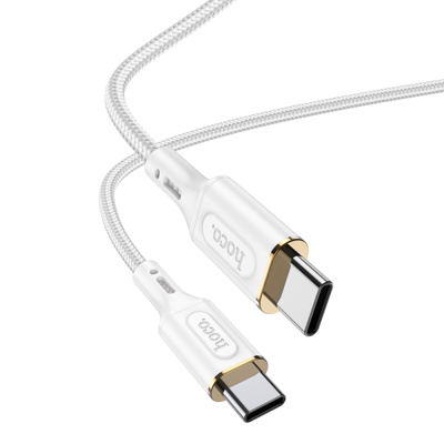 Кабель Hoco X95 Goldentop (Type-C) на (Type-C) 3A/60W 100см тканевая оплетка (белый)