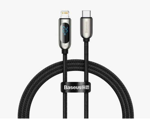 Кабель Baseus Display Fast Charging 20W (Type-C) на (Lightning) (CATLSK-01) 100см нейлоновая оплётка (черный)
