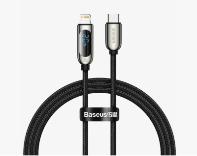 Кабель Baseus Display Fast Charging 20W (Type-C) на (Lightning) (CATLSK-01) 100см нейлоновая оплётка (черный)