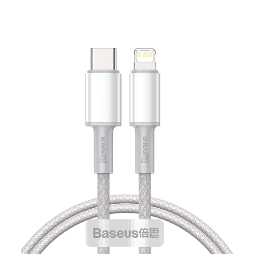 Кабель Baseus High Density Braided (Type-C) на (Lightning) 20W 100см нейлоновая оплётка (CATLGD-02) (белый)