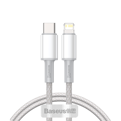 Кабель Baseus High Density Braided (Type-C) на (Lightning) 20W 100см нейлоновая оплётка (CATLGD-02) (белый)