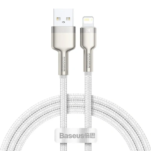 Кабель Baseus Cafule Series Metal (USB) на (Lightning) 2.4A 100см нейлоновая оплётка (CALJK-A02) (белый)