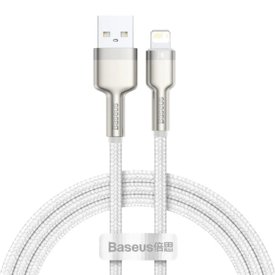 Кабель Baseus Cafule Series Metal (USB) на (Lightning) 2.4A 100см нейлоновая оплётка (CALJK-A02) (белый)