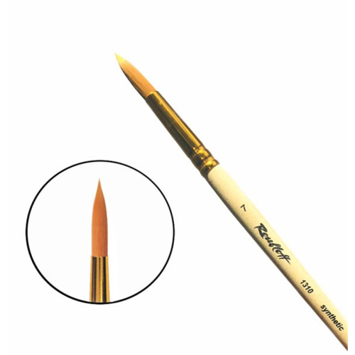 Кисть синтетика №7 круглая Roubloff "1310" короткая ручка п/лак