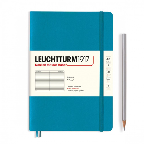 Записная книжка в линейку Leuchtturm A5 123 стр., мягкая обложка, синий океан