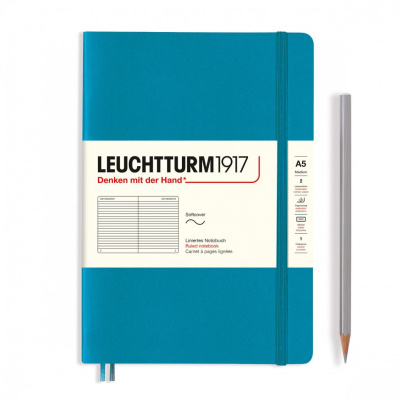 Записная книжка в линейку Leuchtturm A5 123 стр., мягкая обложка, синий океан