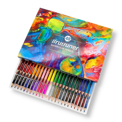 Набор карандашей акварельные деревянные Brutfuner 48 цв , заточенные, в пластиковой коробке