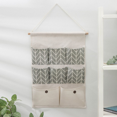 Органайзер подвесной с карманами KK/home , 8 отделений 49,5х35х3 см цвет серый