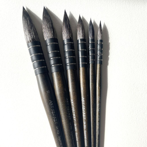 Кисть белка-микс 4 Art Secret, французское крепление, короткая ручка, 24 RQ