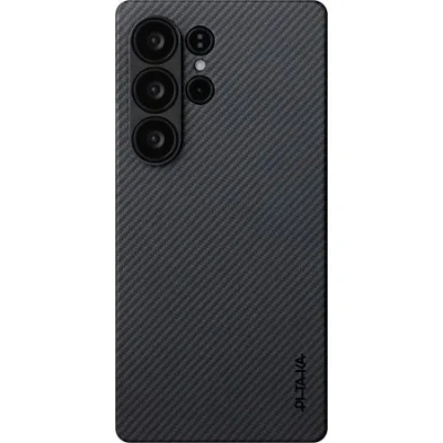 Чехол PITAKA Ultra-Slim Case для Samsung Galaxy S25 Ultra карбоновый (арамид) черно-серый в полоску