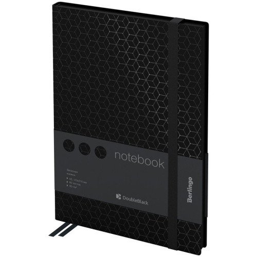 Записная книжка Berlingo "DoubleBlack" A5, 80 л, кожзам, черный срез, черный, с рисунком 2