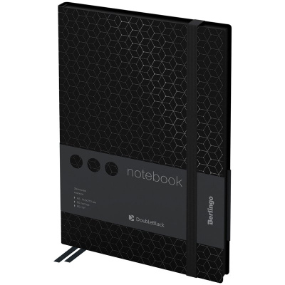 Записная книжка Berlingo "DoubleBlack" A5, 80 л, кожзам, черный срез, черный, с рисунком 2