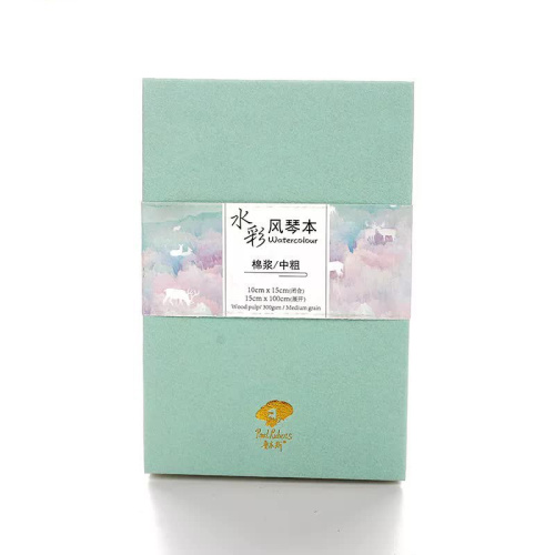 Скетчбук-гармошка для акварели Paul Rubens раскладной до 100х15 см 300 г, среднезернистая, зеленый