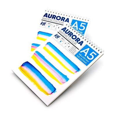 Альбом для акварели на спирали Aurora Cold А5 12 л 300 г 100% целлюлоза