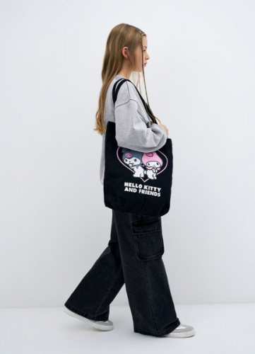 Сумка-шоппер с принтом для девочек, Черный