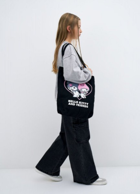 Сумка-шоппер с принтом для девочек, Черный