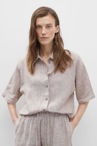 Льняная рубашка с коротким рукавом