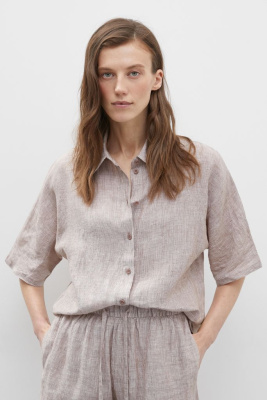 Льняная рубашка с коротким рукавом