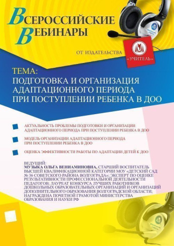 Подготовка и организация адаптационного периода при поступлении ребенка в ДОО