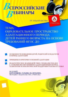 Образовательное пространство адаптационного периода детей раннего возраста на основе требований ФГОС ДО