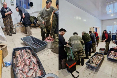 Фотофакт: жители Вилюйского района передали рыбу участникам СВО / Майя Гоголева   