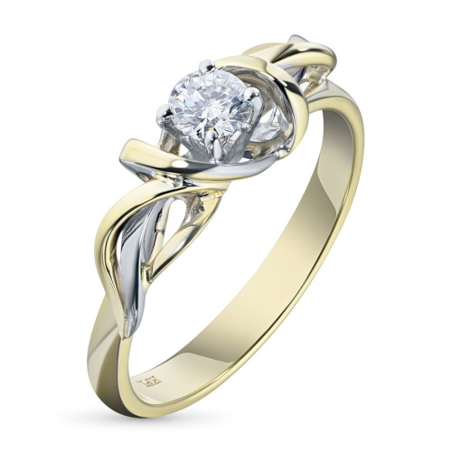 Помолвочное кольцо из комбинированного золота с бриллиантом э1001кц04200710