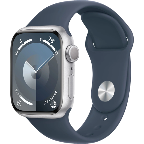Умные часы  Apple Watch Series 9, 45 мм, Storm Blue Sport Band, Silver Stainless Steel, size M/L MR9E3CH/A