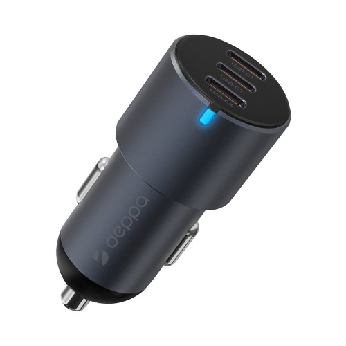 Автомобильное зарядное устройство Deppa (11221) Car Charger 3хType-C/65W (серый)