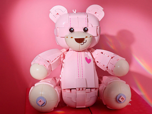 JK8135 Конструктор Розовый Мишка Тэдди с розой