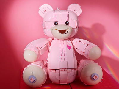 JK8135 Конструктор Розовый Мишка Тэдди с розой