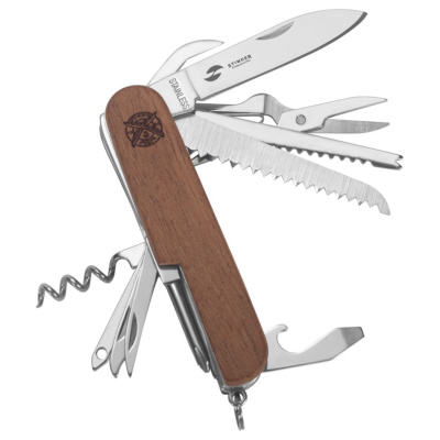 Нож перочинный Stinger 89 мм, 15 функций, коричневый, в блистере