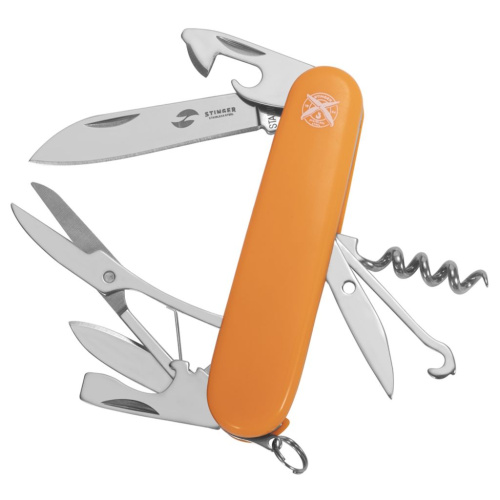 Нож перочинный Stinger 90 мм, 13 функций, оранжевый