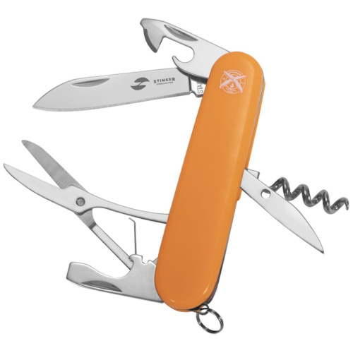 Нож перочинный Stinger FK-K5017-6PB 90 мм, 11 функций, оранжевый, в блистере