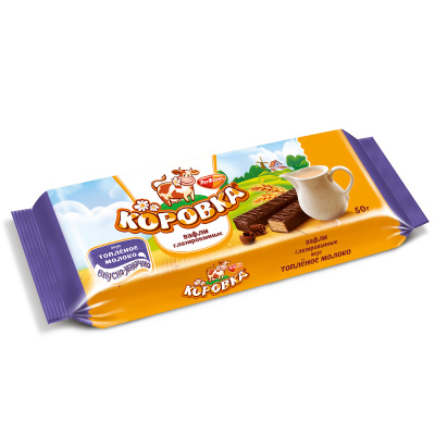 Вафли Коровка со вкусом топленого молока, Рот Фронт, 50 гр.