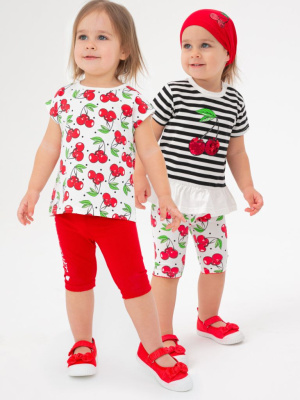 Брюки детские трикотажные для девочек (легинсы укороченные), 2 пары в комплекте