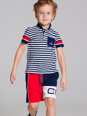 Сорочка трикотажная с воротником поло для мальчиков