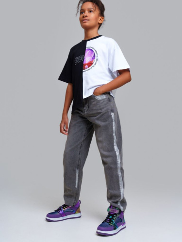 Брюки текстильные джинсовые для девочек