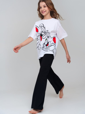 Комплект трикотажный для девочек: фуфайка (футболка), брюки