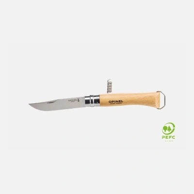 Нож складной Opinel №10 со штопором, сталь Sandvik 12C27, рукоять бук