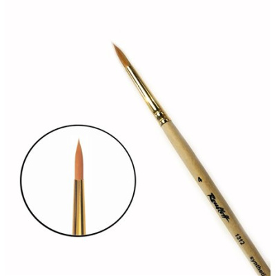 Кисть синтетика №4 круглая Roubloff "1312" длинная ручка п/лак