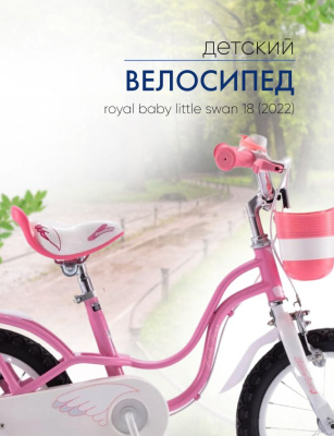 Детский велосипед Royal Baby Little Swan 18, год 2022, цвет Розовый
