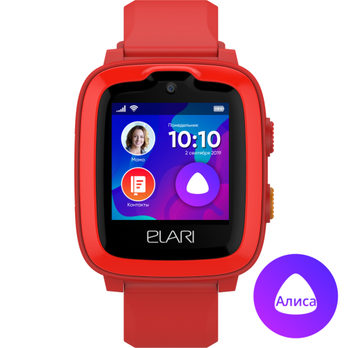 Часы-телефон ELARI детские KidPhone 4G с Алисой и GPS, красные
