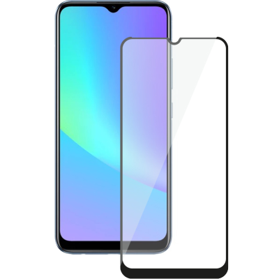 Защитное стекло Мультибренд для realme C25 2.5D Full Glue (черная рамка)